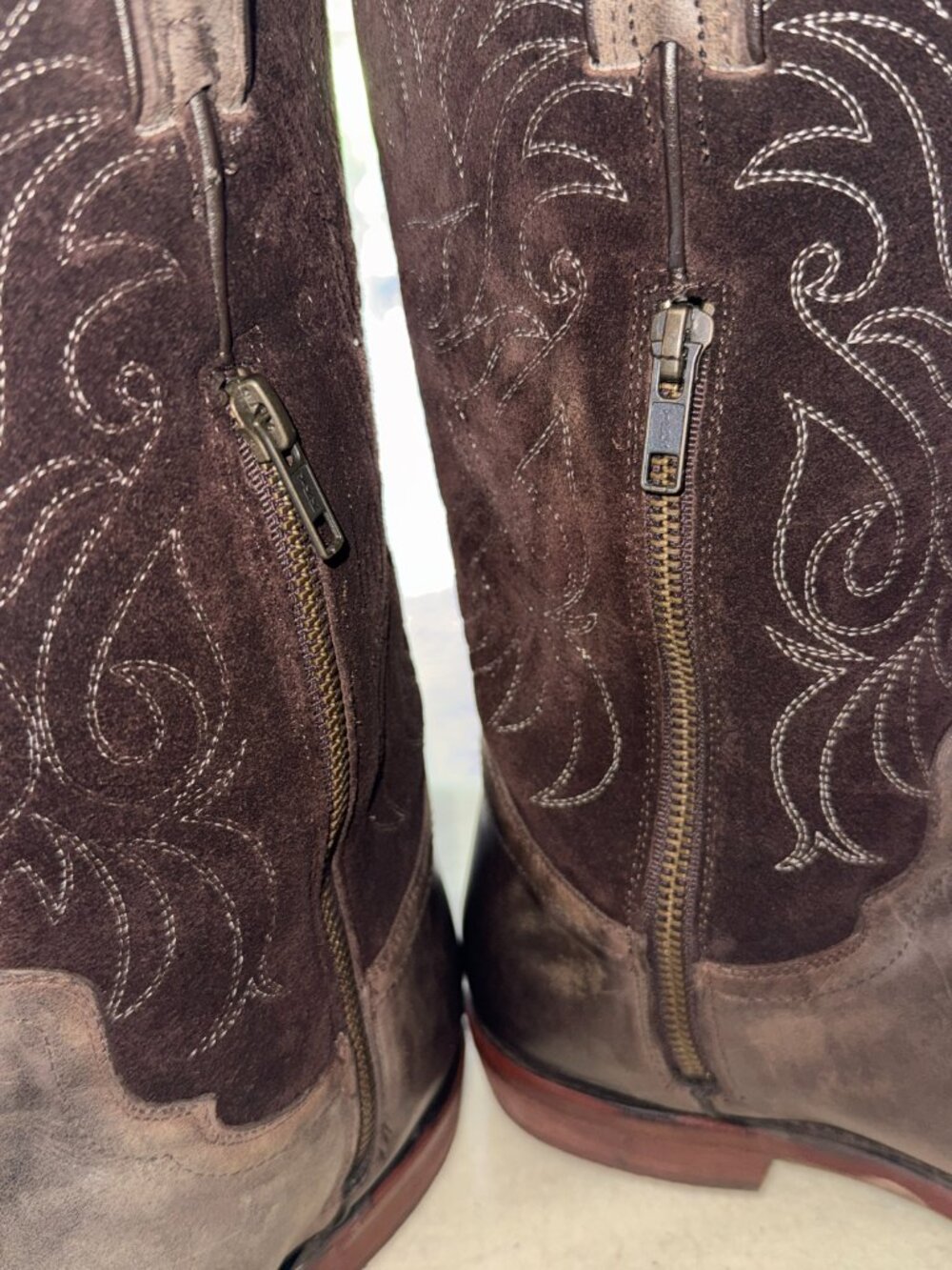 Reba Justin Boots Women's Western Anthem Boots Dark Brown Leather Suede Size 8 - Picture 6 of 14